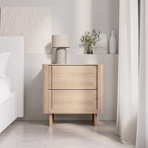 Light wood pair bedside - light,
