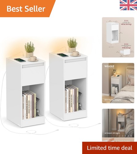 Narrow bedside tables with usb - bedside,