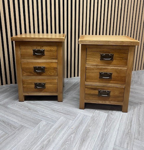Oak bedside tables - oak, pair