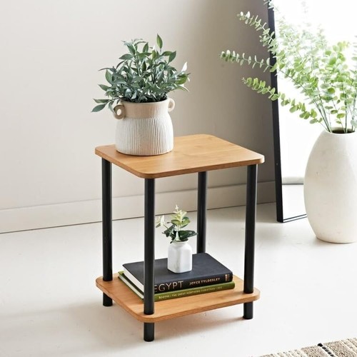 Small side table bamboo finish - side,