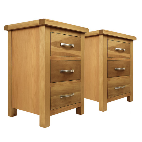 Oak drawer bedside cabinets - 3,