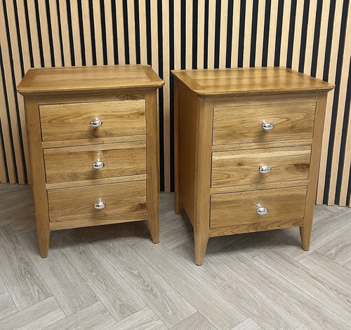 Oak drawer bedside tables - oak,