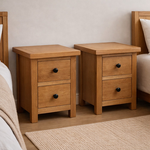 Oak drawer bedsides pair - 2,