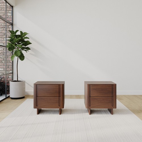 Dark wood pair bedside - dark,