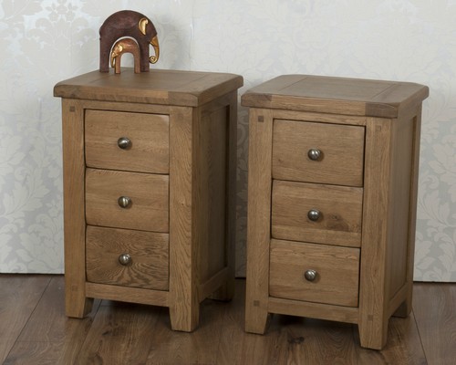 Solid oak bedside - oak, tables