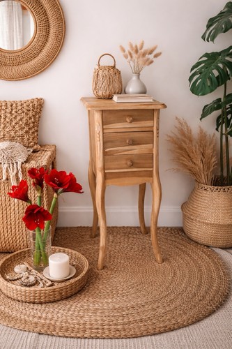 Bedside table unfinished - table, teak